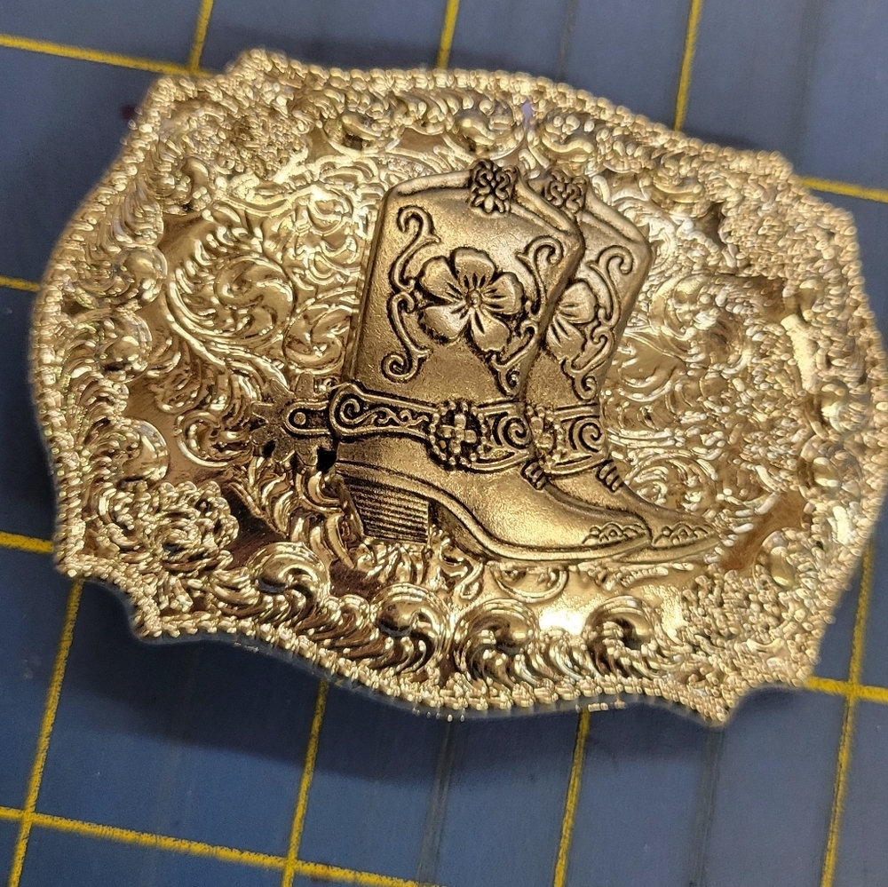 Silver Western Boot Belt Buckle